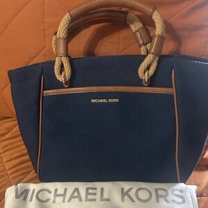 Michael Kors Blue and Tan Handbag